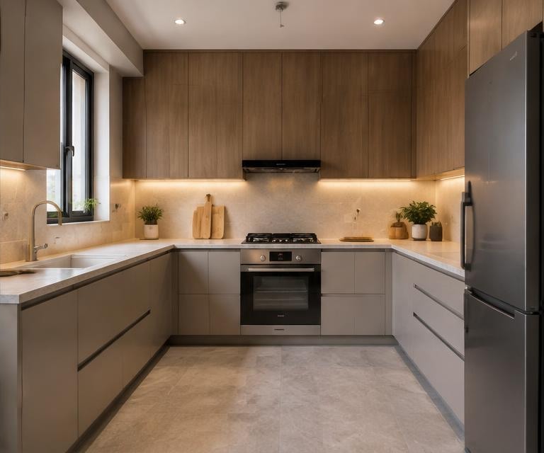 U-shaped modular kitchen interior design in Patna